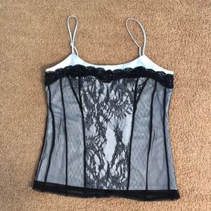 NEVER WORN Silver/Black Lace Camisole